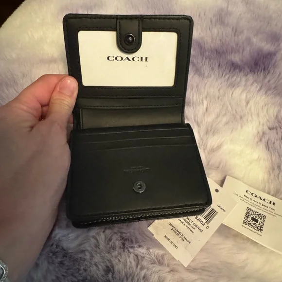 Coach Washed Grey Snap Denim Wallet NWT - Picture 2 of 6